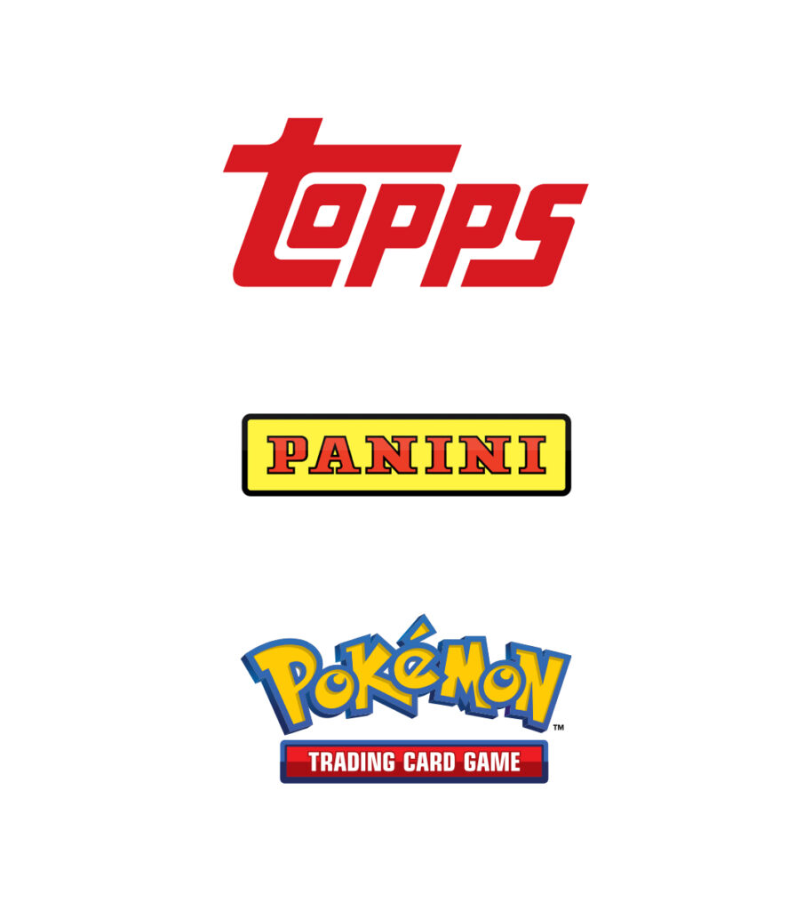 Logotypy partnerów Topps, Panini, Pokemon - sklepu z kartami kolekcjonerskimi Big Cards